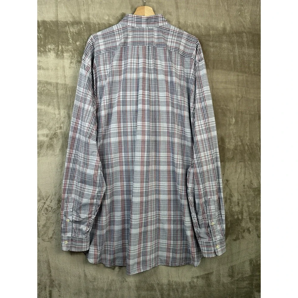 Ralph Lauren Men's 3XLT Blue Red White Plaid Polo Pony Button-Up Stretch Shirt